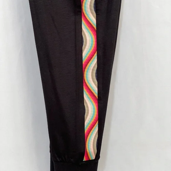 NWT Paul Smith Joggers Track Pants in Black with Swirl Stripe Women's Size XL - Picture 5 of 12